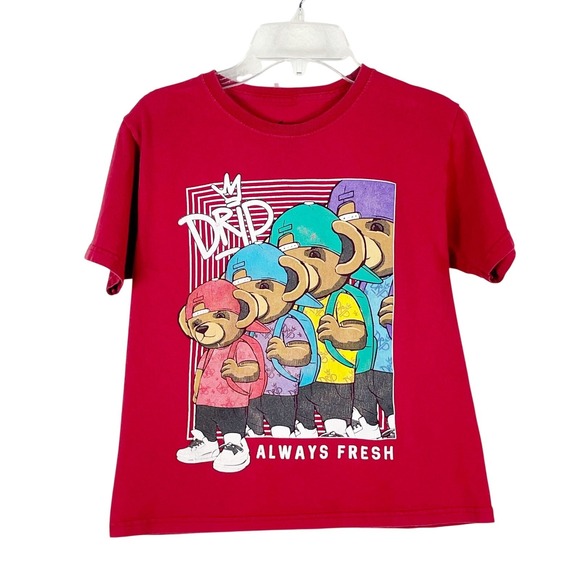 Vibes Other - VIBES Kids Drip Always Fresh Red Graphic T Shirt Size Small Streetwear Bears